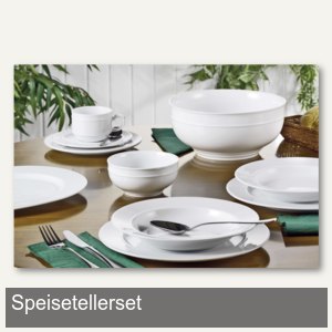 Speisetellerset ALICE - 6-teilig, Qualitäts-Porzellan, Ø26 cm, weiß, 539-016