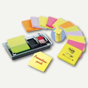 Haftnotizen Z-Notes, Acryl-Spender + 12x Z-Notes neon sortiert + 1x Index Marker