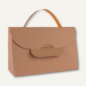 Bunttasche / groß, Karton, Griff, 20.4x8.7x13.2 cm, 565g/m², braun/orange, 12St.