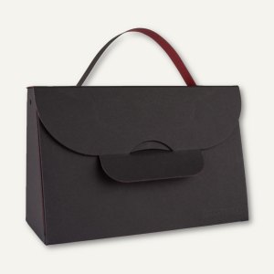 Bunttasche / groß, Karton, Griff, 20.4x8.7x13.2 cm, 565g/m², schwarz/rot, 12St.