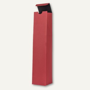 Flaschentasche, Karton, 37 x 7.8 x 7.8 cm, 565 g/m², rot/schwarz, 12 Stück