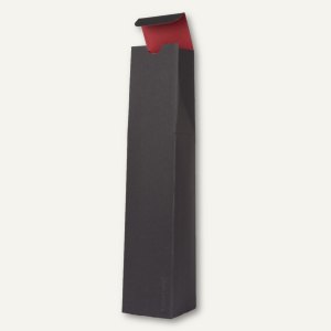 Flaschentasche, Karton, 37 x 7.8 x 7.8 cm, 565 g/m², schwarz/rot, 12 Stück