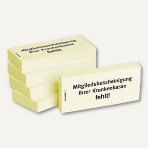 Haftnotizen bedruckt: Mitgliedsbescheinigung Ihrer Krankenkasse fehlt!