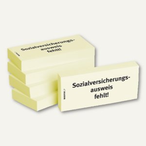 Haftnotizen bedruckt: Sozialversicherungsausweis fehlt!