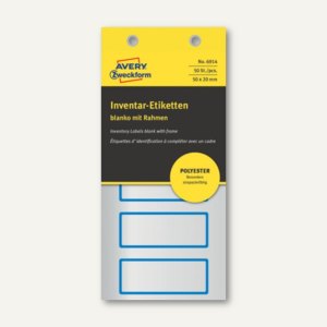 Etiketten blanko mit Rahmen, 50 x 20 mm, silber Polyesterfolie, blau, 50 St.