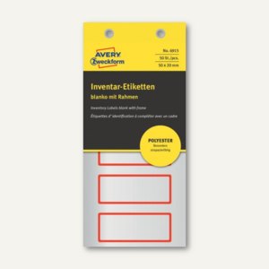 Etiketten blanko mit Rahmen, 50 x 20 mm, silber Polyesterfolie, rot, 50 St.