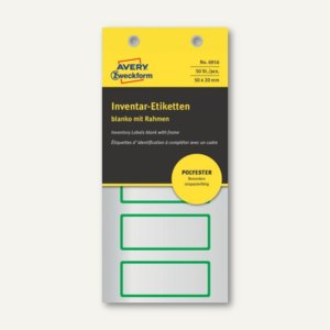 Etiketten blanko mit Rahmen, 50 x 20 mm, silber Polyesterfolie, grün, 50 St.