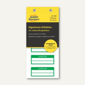 Etiketten EIGENTUM, fälschungssicher, 50 x 20 mm, 2 Zeilen, grün, 50 Stück, 6926