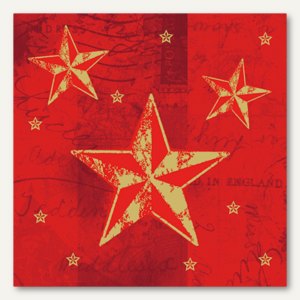 Papstar Servietten "Star Shine", 1/4-Falz, 25 x 25 cm, rot, 600 St., 86040