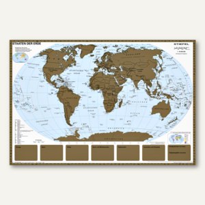 Weltkarte zum Freirubbeln mit Metallleisten