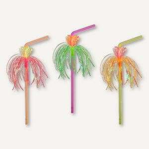 Deko-Trinkhalme "neon Flower" flexibel, Ø 5 mm, 24 cm lang, neon, 500 Stück