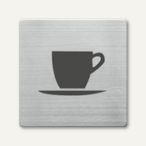 quadratische Piktogramme "Cafeteria", 90 x 90 mm, Edelstahl, 5 Stück, 450-9