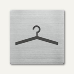 quadratische Piktogramme "Garderobe", 90 x 90 mm, Edelstahl, 5 Stück, 450-11