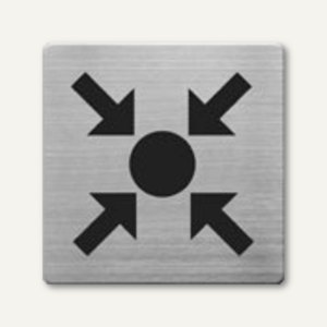 quadratische Piktogramme "Treffpunkt", 90 x 90 mm, Edelstahl, 5 Stück, 450-19