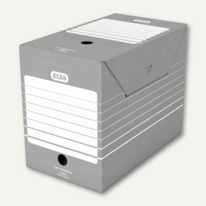 Archiv-Schachtel tric - 200 mm, DIN A4, für Hängemappen, grau/weiß, 10 Stück