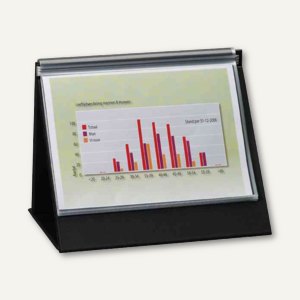 Tisch-Flipchart, DIN A4 quer, Profil-Mechanik, inkl. 20 Hüllen, schwarz, 93205