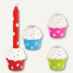 Papstar Kerzenhalter "Cupcake", Ø 4 cm, 5 cm hoch, sortiert, 12 Stück, 85188