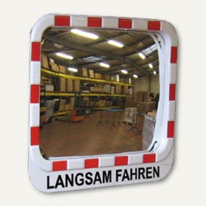 Industriespiegel Polymir 80 x 60cm Text LANGSAM FAHREN maxAbstand 20m/90° rot/we