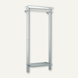 Wandgarderobe, Kleiderstange, Hut-& Schuhablage, 191 x 80 x 34 cm, Metall, silbe