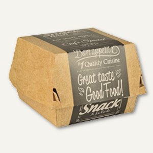 Burgerboxen "pure" - 6.9x6.5x6.5 cm, fettdicht, Bedruckung, Karton, braun, 400 S