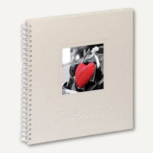 Hochzeits-Spiralalbum "Just married", 310 x 320 mm, 40 Seiten, Stoff, weiß