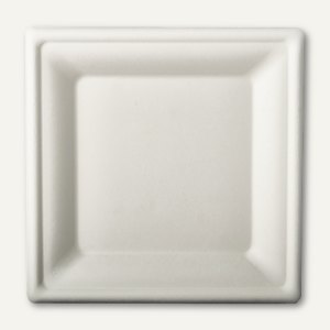 Papstar Teller "pure", 20 x 20 cm, Zuckerrohr, weiß, 100 Stück, 86953