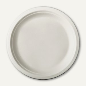 Papstar Teller "pure", Ø 23 x 2 cm, Zuckerrohr, weiß, 100 Stück, 86951