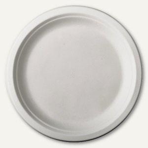 Papstar Teller "pure", Ø 26 x 2 cm, Zuckerrohr, weiß, 100 Stück, 86952