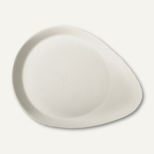 Papstar Teller "pure", 25 x 19 x 2 cm, Zuckerrohr, weiß, 500 Stück, 82624