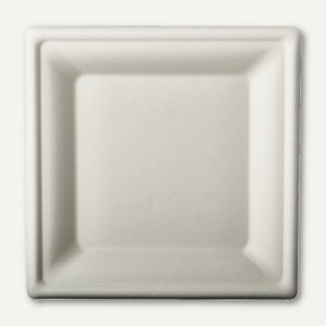 Papstar Teller "pure", 20 x 20 cm, Zuckerrohr, weiß, 500 Stück, 84586