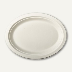 Papstar Teller "pure", 32 x 25.5 x 2 cm, Zuckerrohr, weiß, 500 Stück, 84588