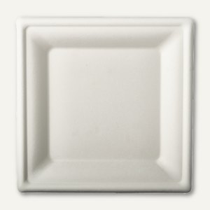 Papstar Teller "pure", 20 x 20 cm, Zuckerrohr, weiß, 144 Stück, 84585