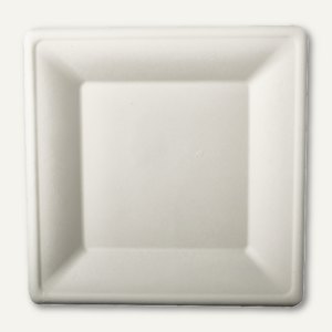 Papstar Teller "pure", 26 x 26 cm, Zuckerrohr, weiß, 144 Stück, 82453