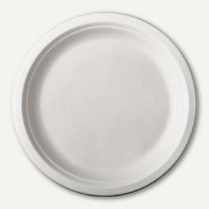 Papstar Teller "pure", Ø 26 x 2 cm, Zuckerrohr, weiß, 144 Stück, 82457