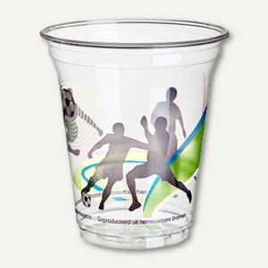 Kaltgetränkebecher pure/Football, 0.3 l, Ø9.5 x 11 cm, PLA, glasklar, 3.000 St.