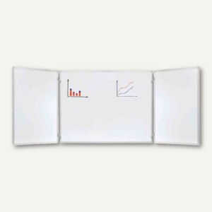 Klapptafel mit 2 Flügeln, emailliert, (B)1.500 x (H)1.000 mm, Alu, weiß