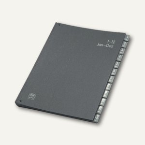 Elba Pultordner DIN A4, 12 Fächer Jan.-Dez., Hartpappe, schwarz, 400001021