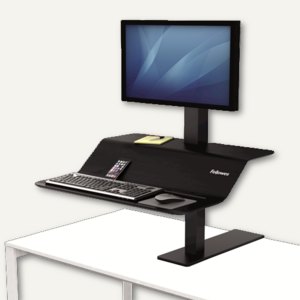 Sitz-Steh Workstation Lotus VE für 1 Monitor, max. 380 mm, Tiscklemme, schwarz