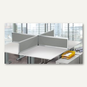 Lärmschutzwand für Tische, stoffbespannt, B 1.600 x H 350 mm, Alu, grau