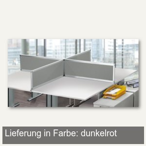 Lärmschutzwand für Tische, stoffbespannt, B 1.600 x H 350 mm, Alu, rot