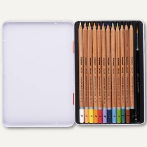 Aquarell-Buntstifte Expression, Mine: 2.9 mm, sortiert, 12er Metallbox + Pinsel