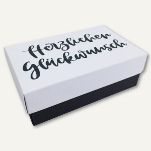 Geschenkbox Lettering HERZLICHEN GLÜCKWUNSCH L, 26.6 x 17.2 x 7.8 cm, schwarz, 1