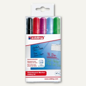 Edding Glasboard-Marker 90, Rundspitze: 2-3 mm, sortiert, 5 Stück, 4-90-5
