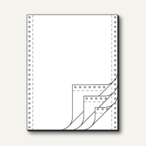 Tabellierpapier DIN A4 hoch, 12" x 240 mm, mit Längsperf., 4-fach, 60 g, weiß