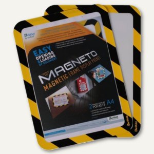 Inforahmen Safety Line, DIN A4, selbsthaftend, PVC, gelb/schwarz, 2er Set