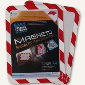 Inforahmen Safety Line, DIN A4, selbsthaftend, PVC, rot/weiß, 2er Set, 194973