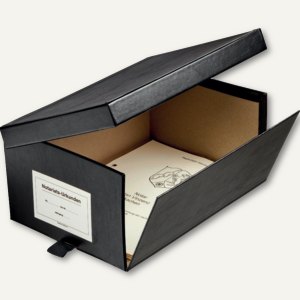 Urkundenkasten CLASSIC, 1/2 Ordnerhöhe, 33 x 23.5 x 15 cm, Karton, schwarz