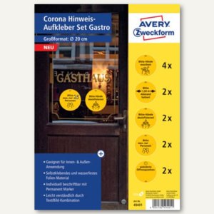 Corona Hinweis-Aufkleber Gastro