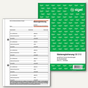 Corona-Gästeregistrierungsbuch für alle Bundesländer