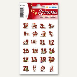 Adventskalender Sticker Weihnachtssticker  Zahlen 1-24 Herma 15065 